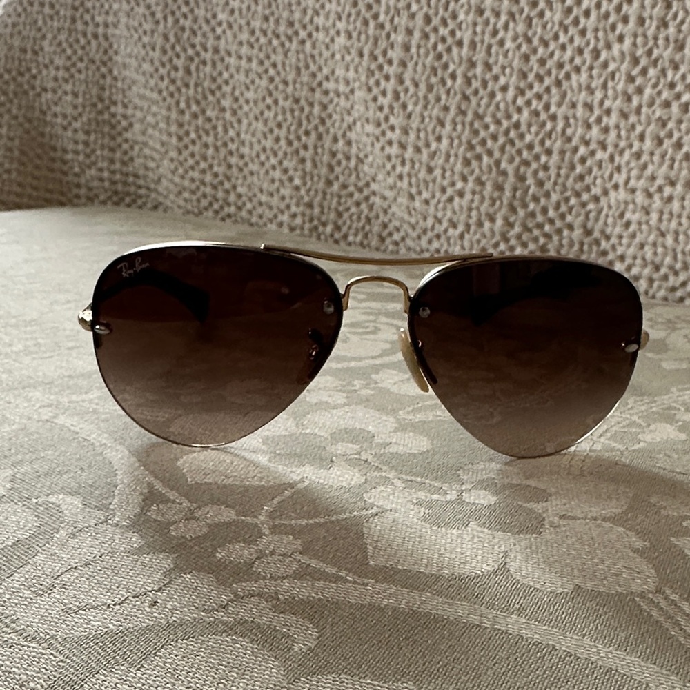 Ray-Ban Gold Frame Brown Gradient Aviator Sunglasses